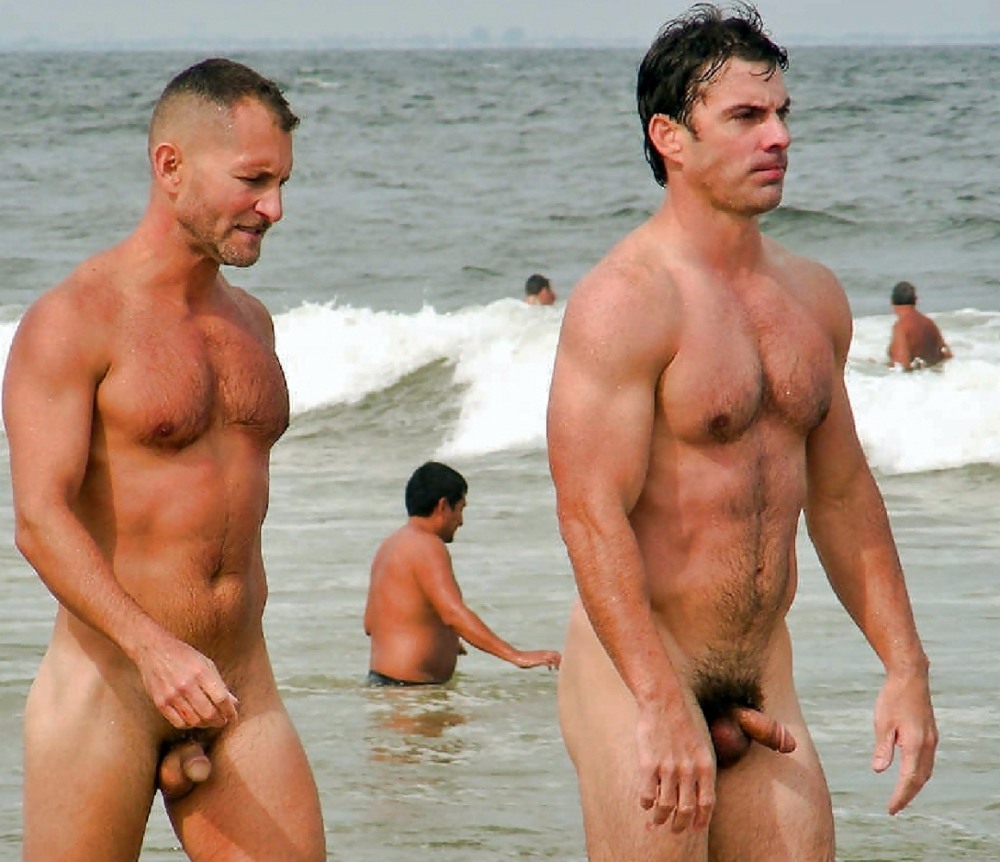 Naked girls on the beach with men