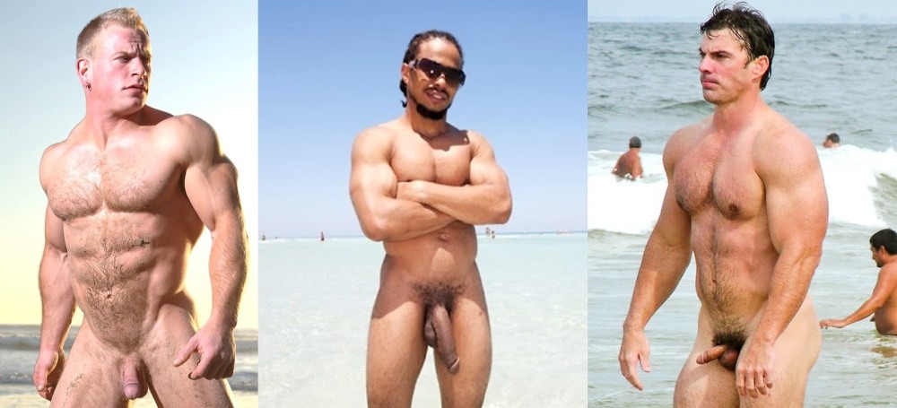 Men's masturbation on the beach