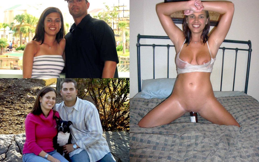 Wife and husband dressed and undressed