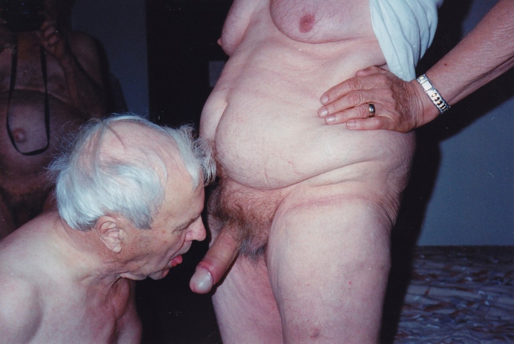 Naked member of an old man with a grandmother