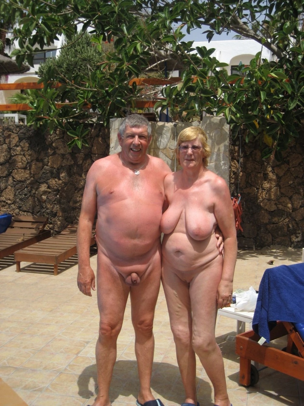 Naked elderly couples on the beach